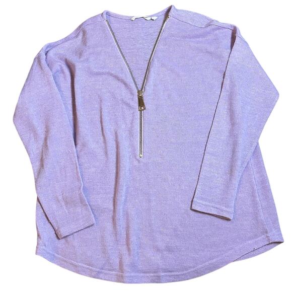 Soft Surroundings Soft Essential Ribbed Purple Valentina Zip Sweater Size XL - Picture 2 of 6